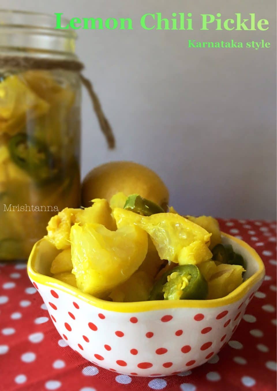 A bowl of lemon pickle in a cup.