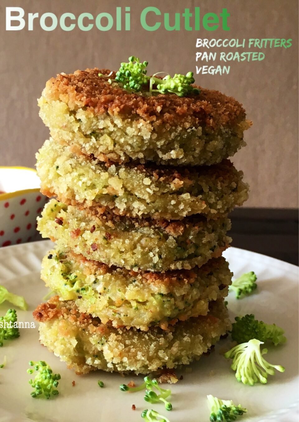 A plate of cutlets with broccoli on the table