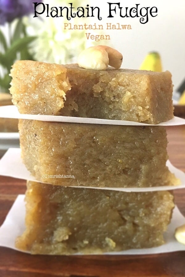 Sweet Plantain Recipe - Plantain Fudge A stack of plantain fudge is on the table