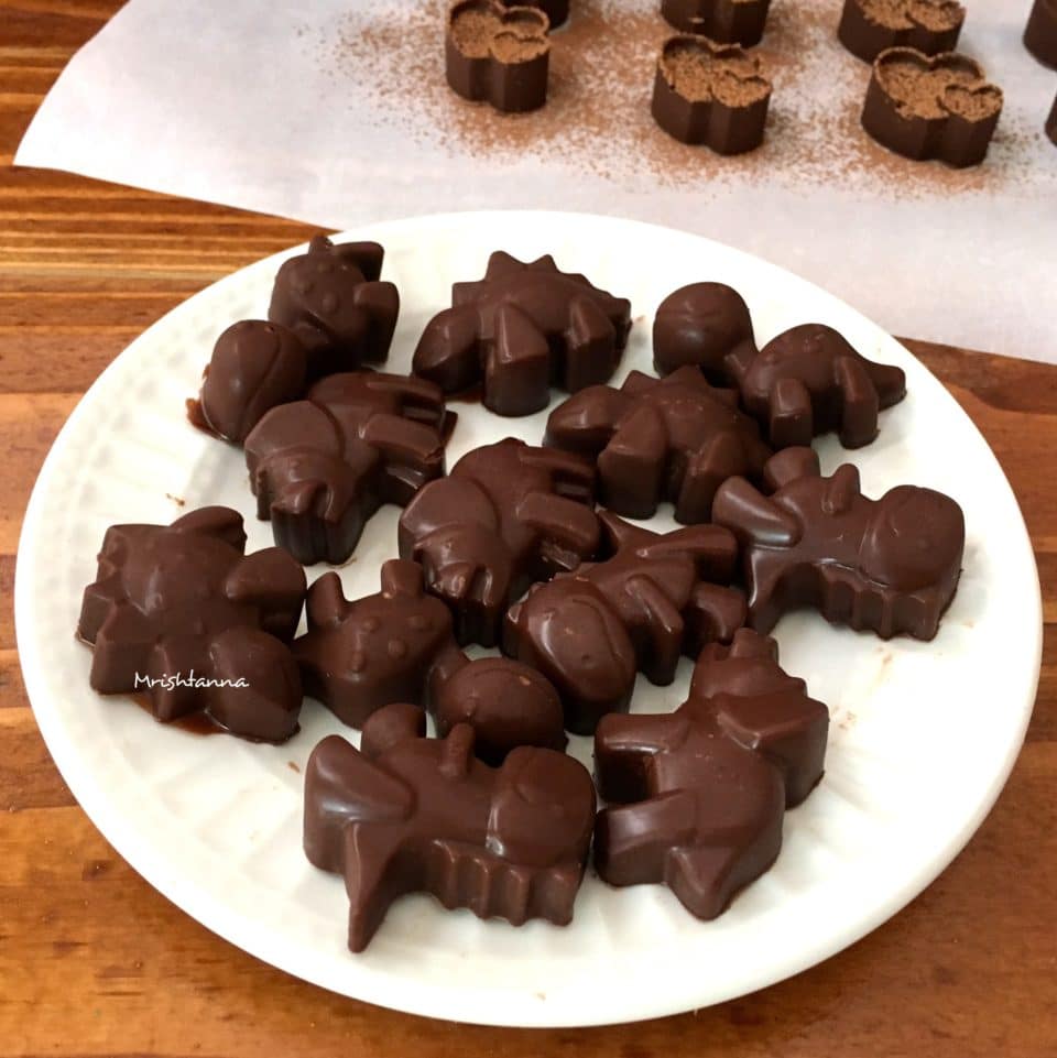 A plate of homemade vegan chcolates