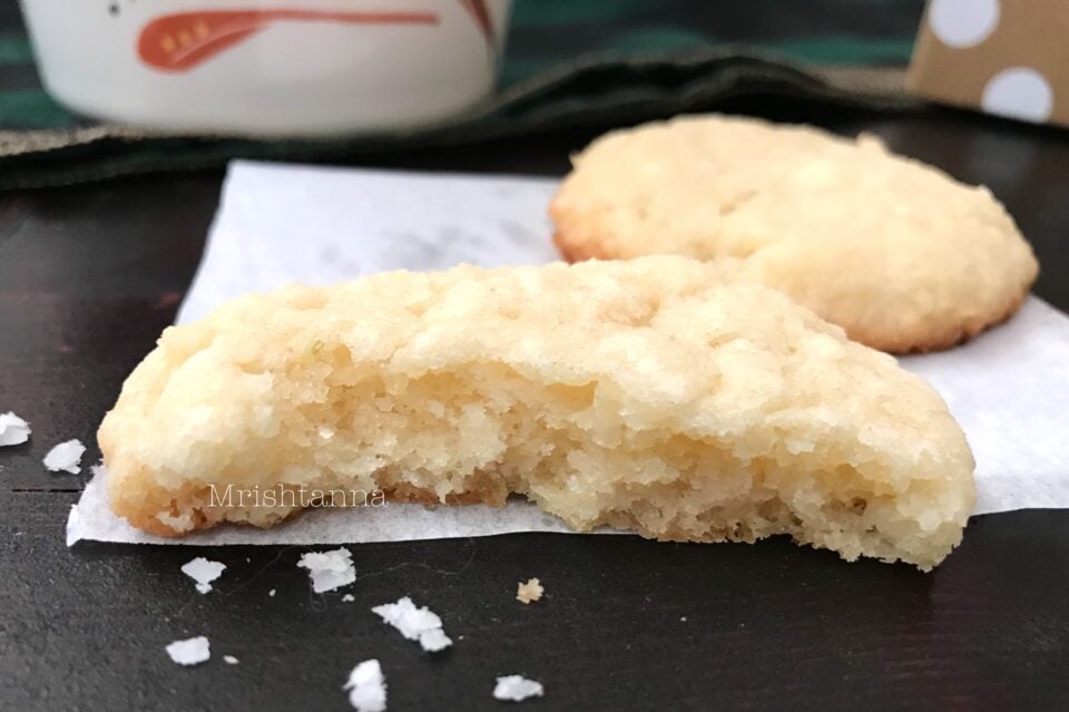 A piece of coconut cookies on a plate