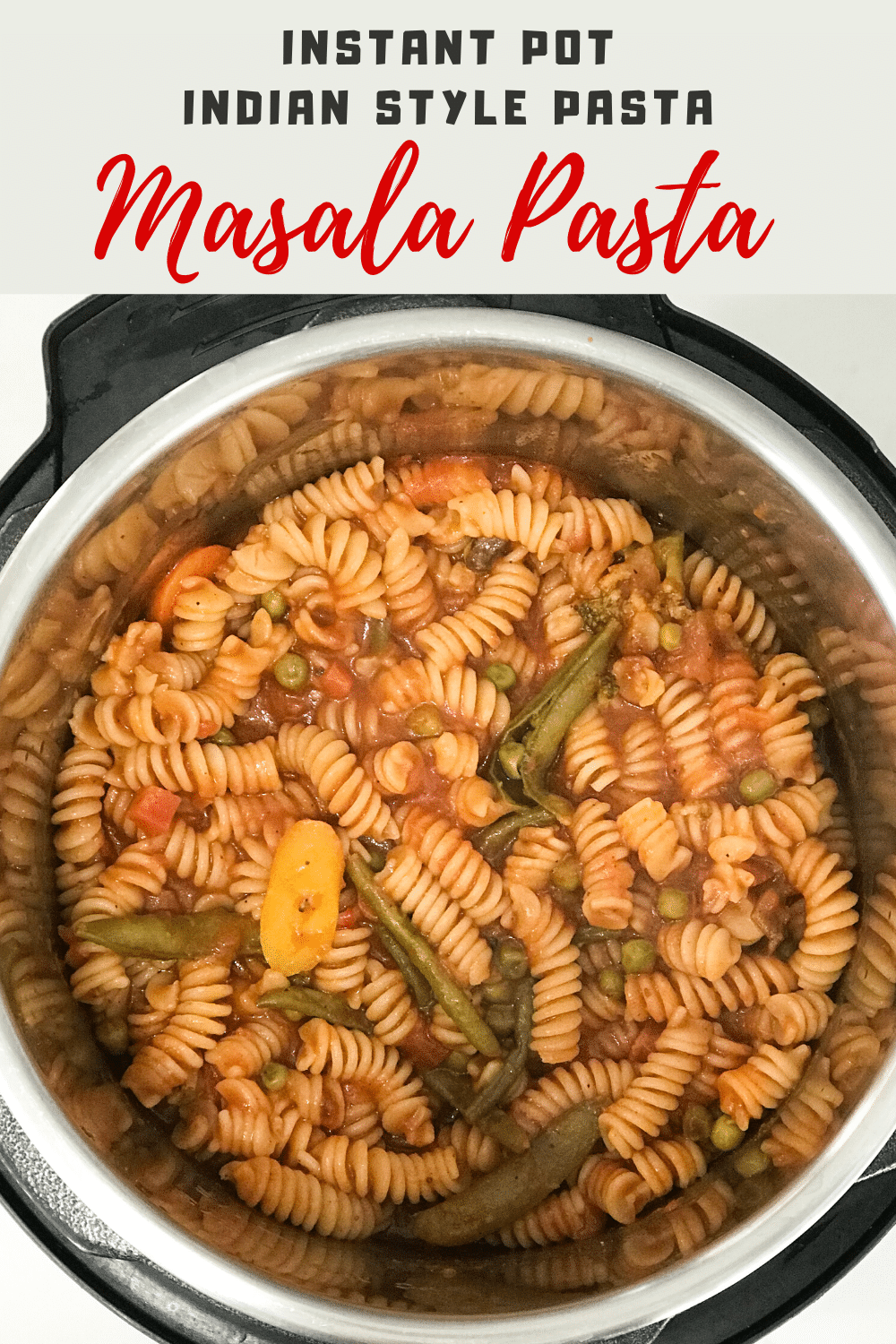 A pan is filled with masala pasta