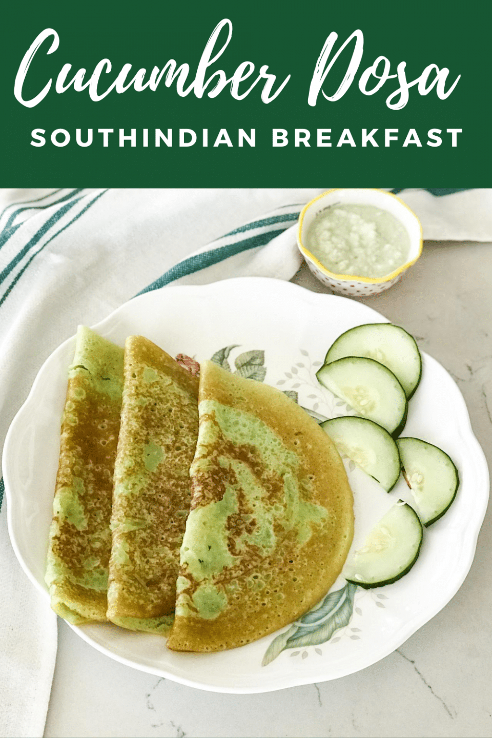 a plate is filled with cucumber dosa