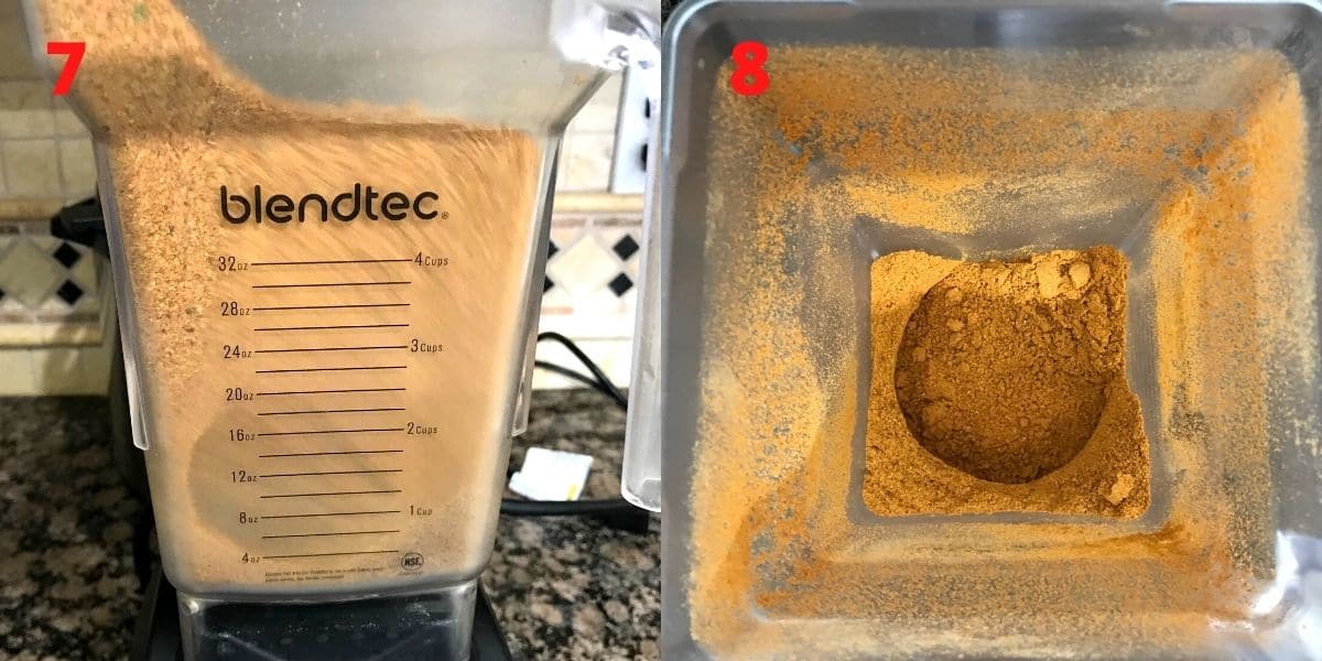 A blender is blending all the spices into powder