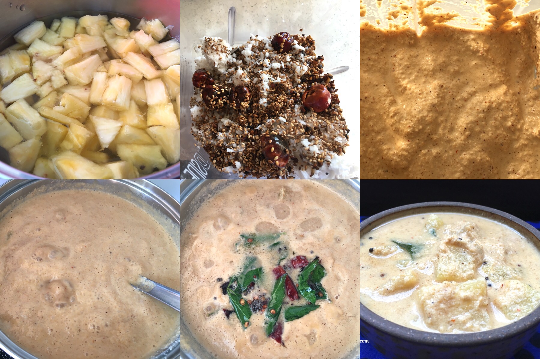 A bunch of food on a table, with Pineapple and Sesame