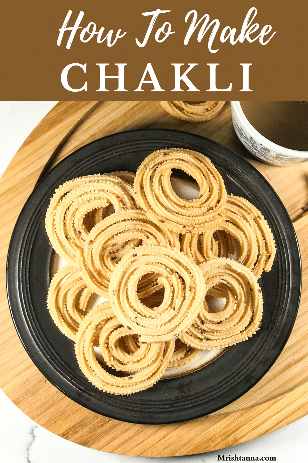 A close up of chakli on a wooden table