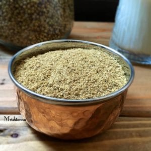 A bowl of kashaya powder sitting on a table, with Powder and Spice