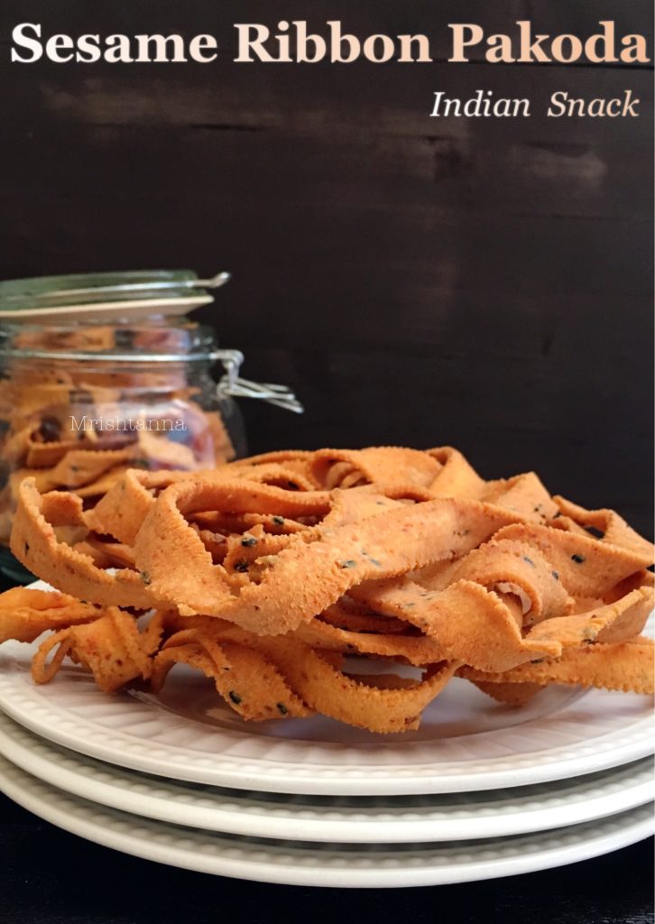 Sesame Ribbon Pakoda A plate of fried ribbon murukku