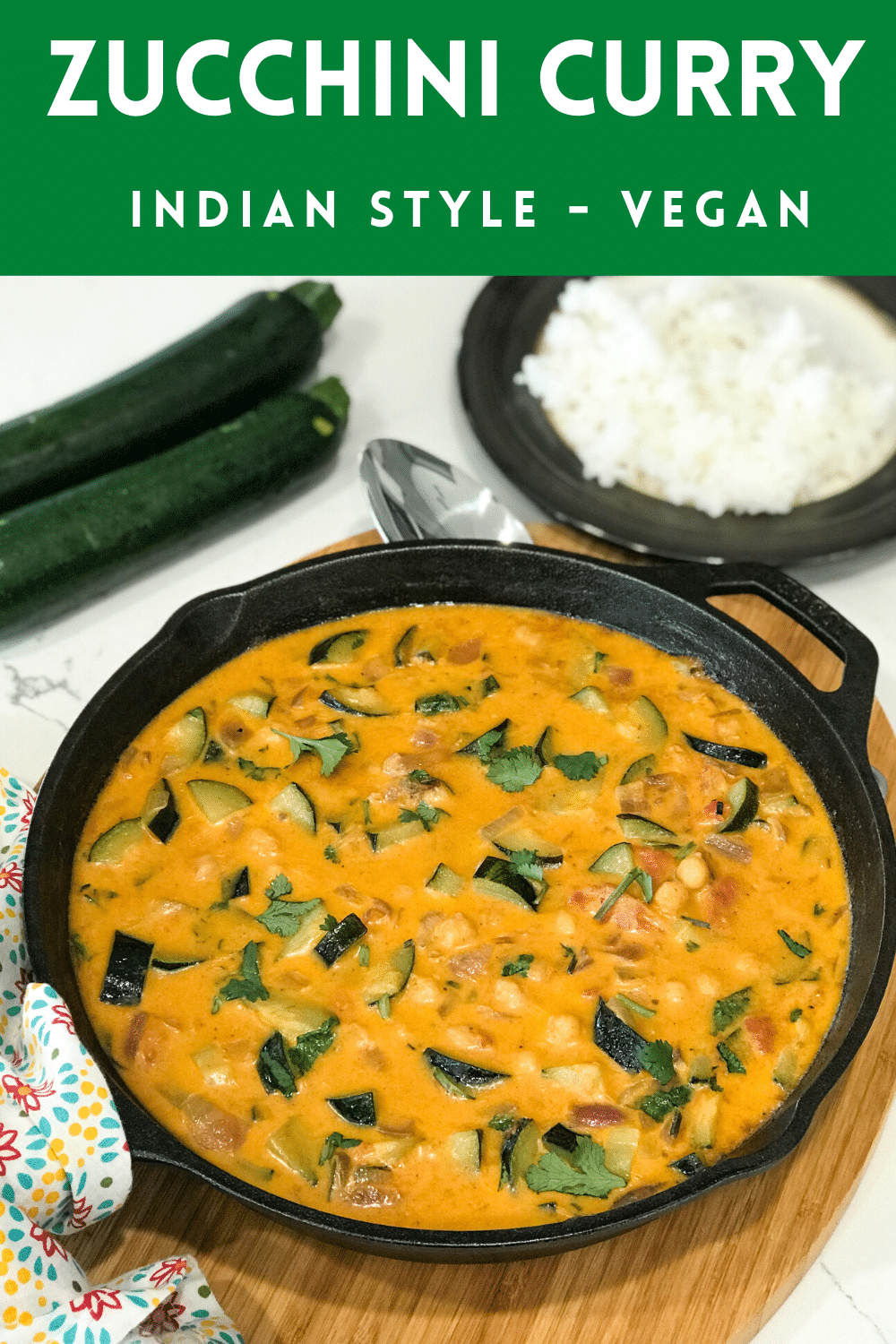 A cast iron pan with Zucchini Curry 