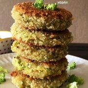 A plate of cutlets with broccoli on the table