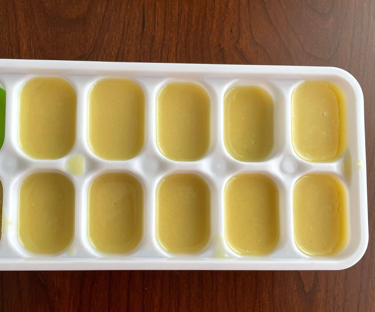 Vegan butter is inside the silicone ice molds.
