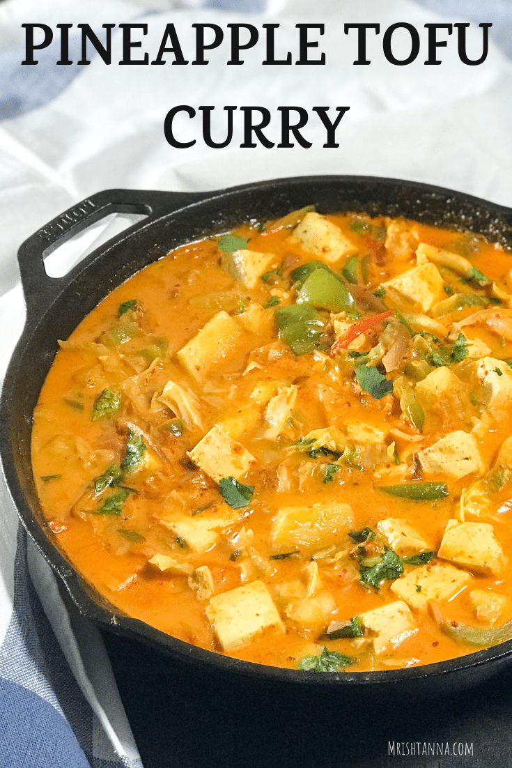 A bowl of food, with Curry and Tofu