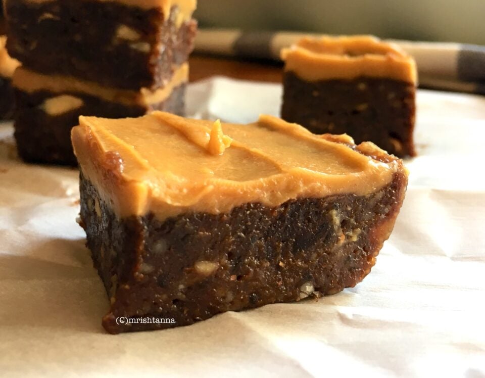 Almond Dates Fudge A piece of almond fudge on the table