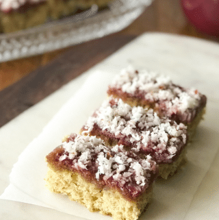 A piece of vegan honey cake on a plate