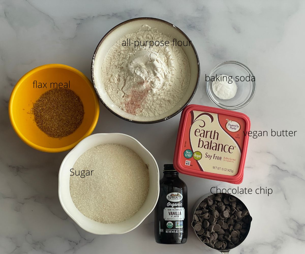 ingredients to make chocolate chip cookies.