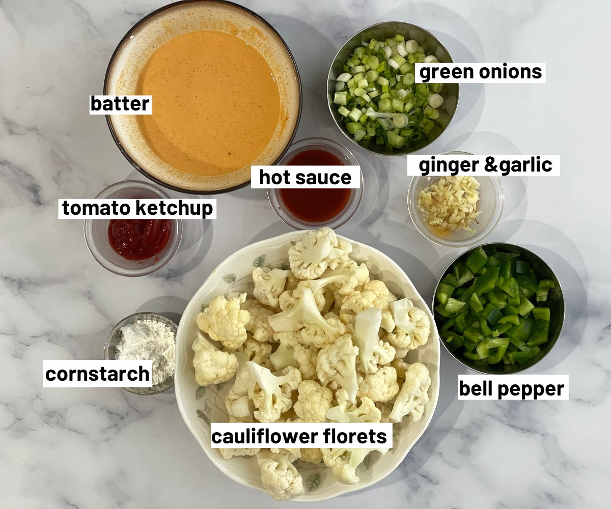 Gobi Manchurian ingredients are on the table.