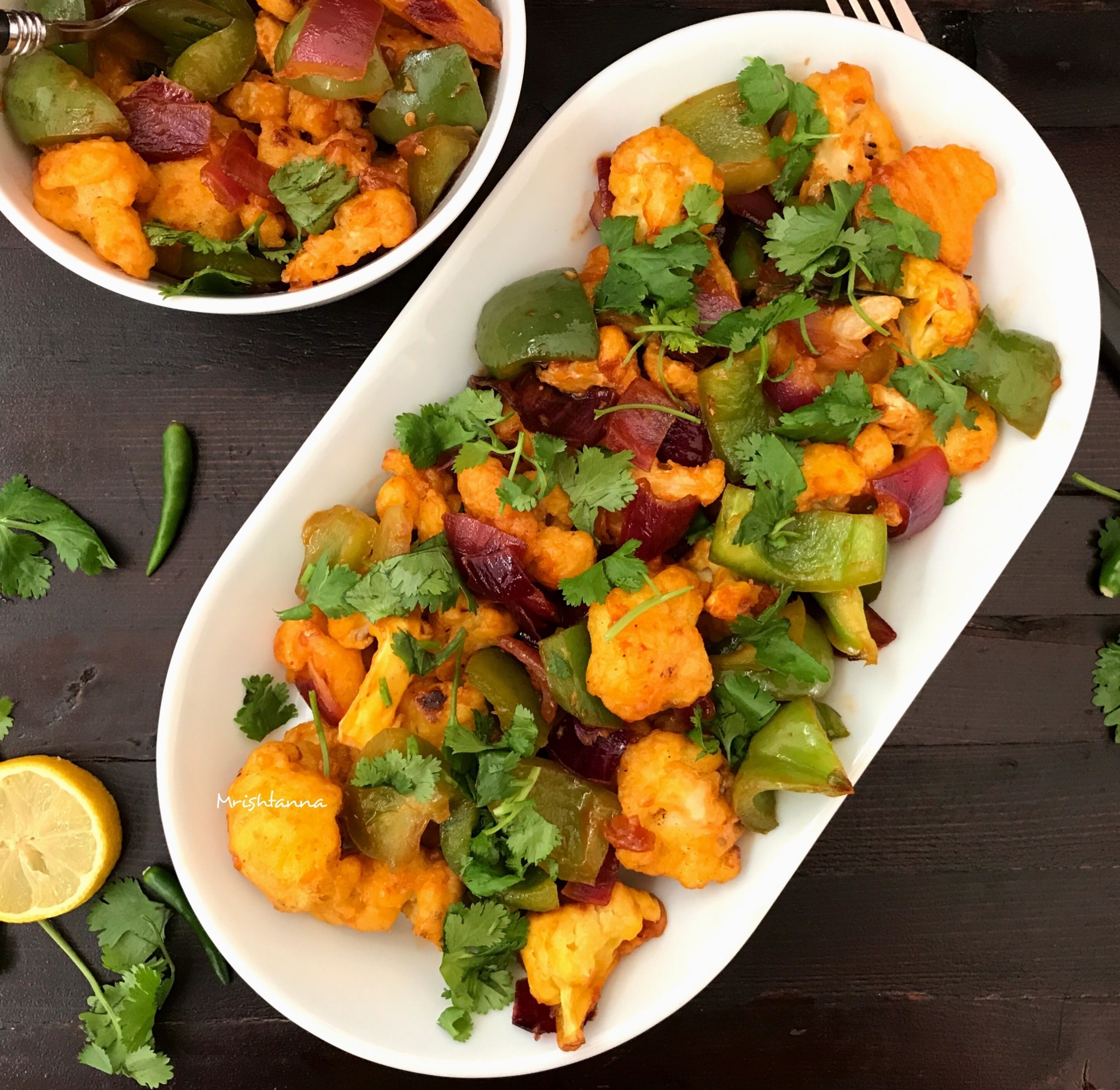 Chili Gobi Recipe A plate of chilli gobi