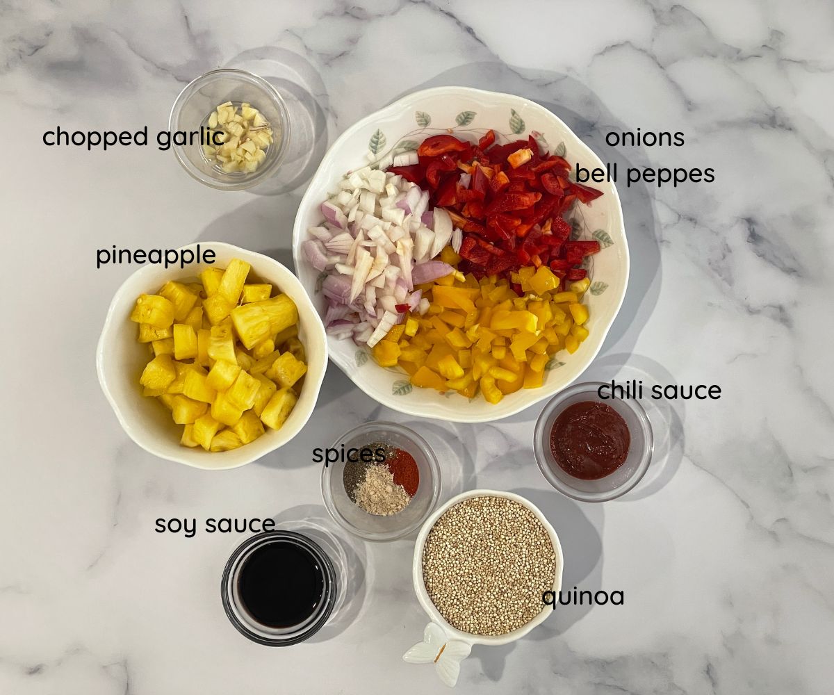 pineapple fried quinoa ingredients.
