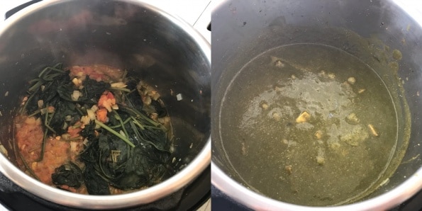 A bowl of palak curry