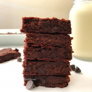 A piece of chocolate brownie on a plate