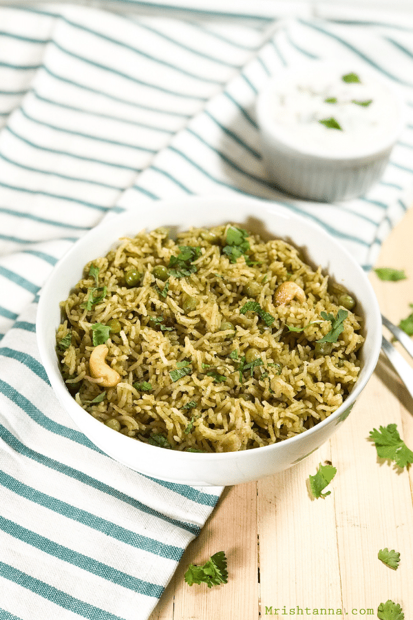 Instant Pot Matar Pulao is made with the simple ingredient