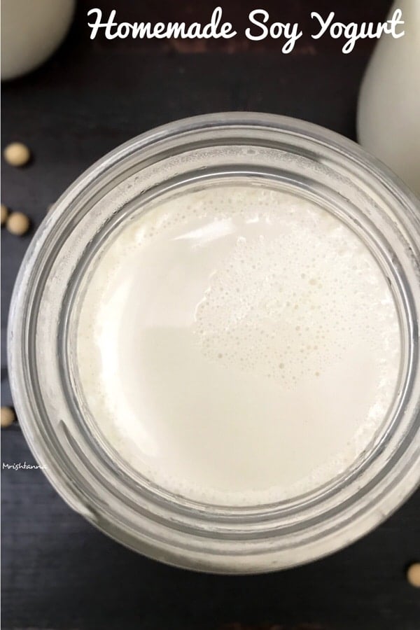 A jar of Soy yogurt on the table