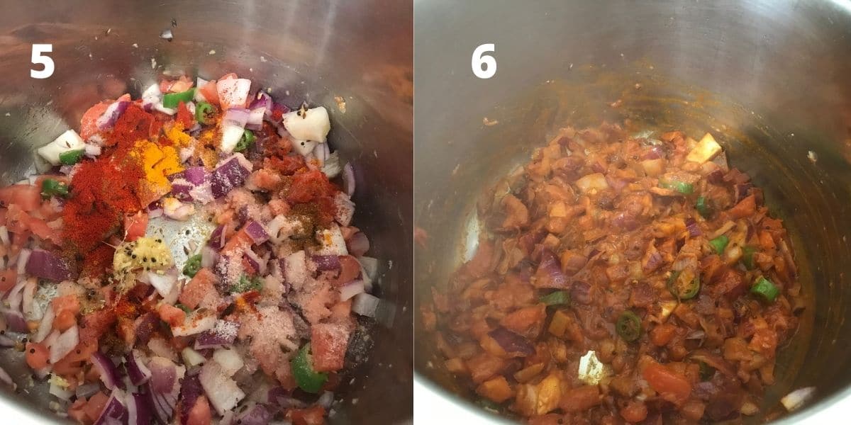 A pot is with tomatoes,and dal