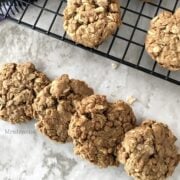 Peanut butter oatmeal cookies are placed on the countertops