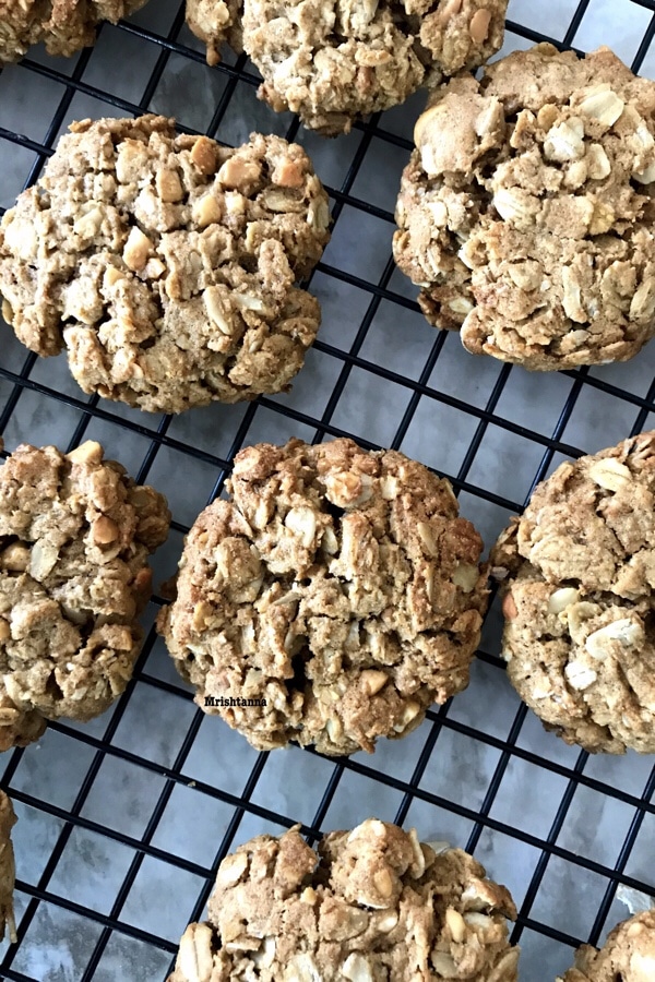 oatmeal cookies are on the cooling wire racks