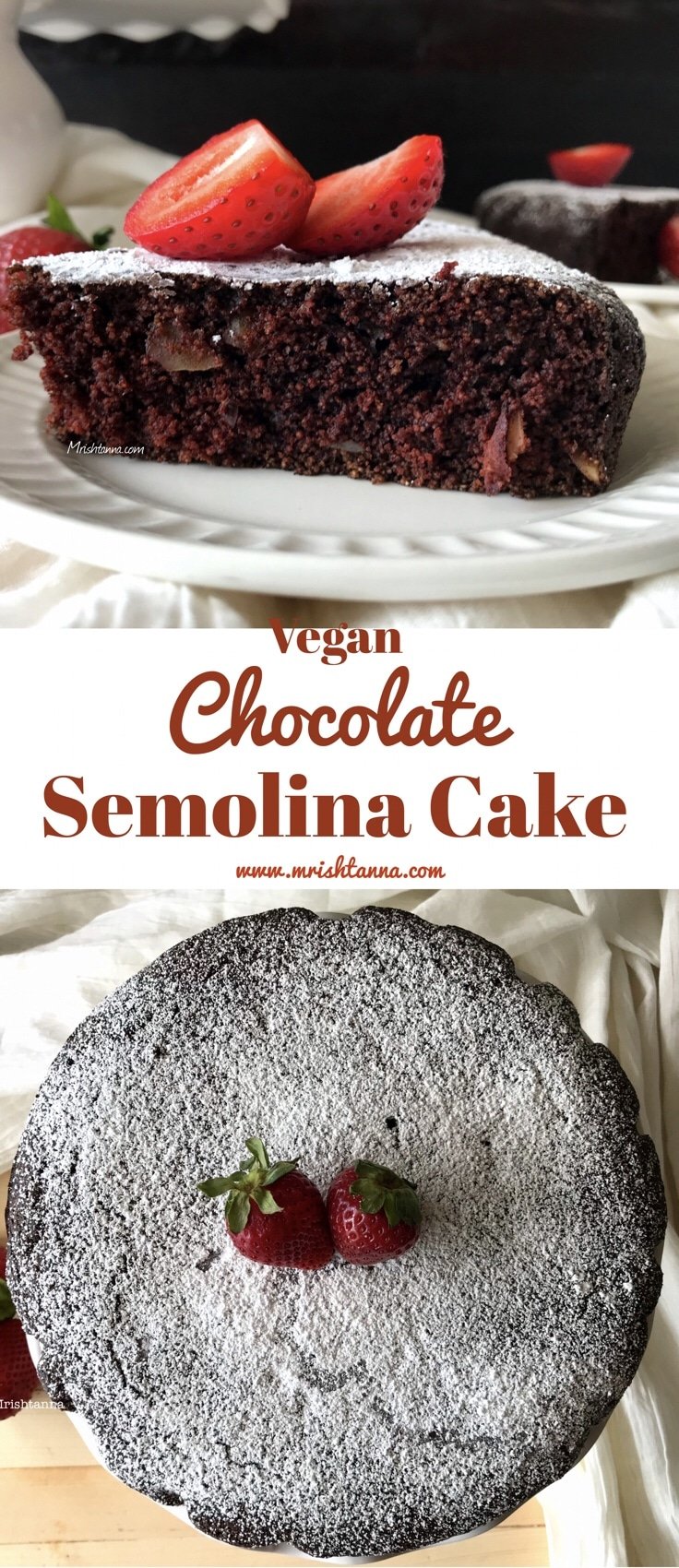 A close up of chocolate semolina cake