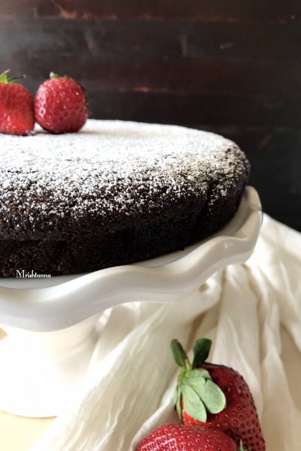 A close up of a piece of chocolate cake 