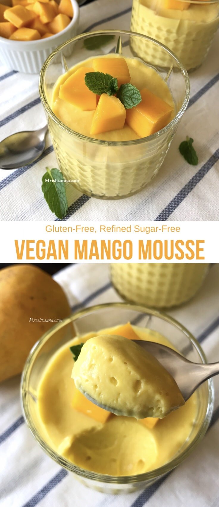 A bowl of mango mousse is placed on the table