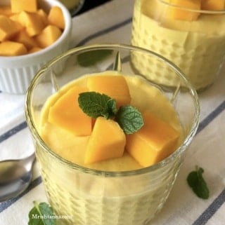 A bowl of mango mousse