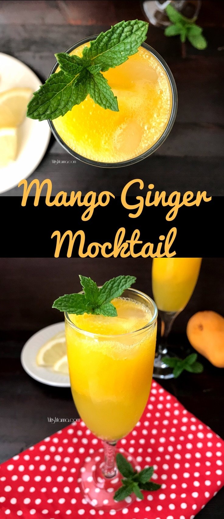 Mango mocktail is on the table 