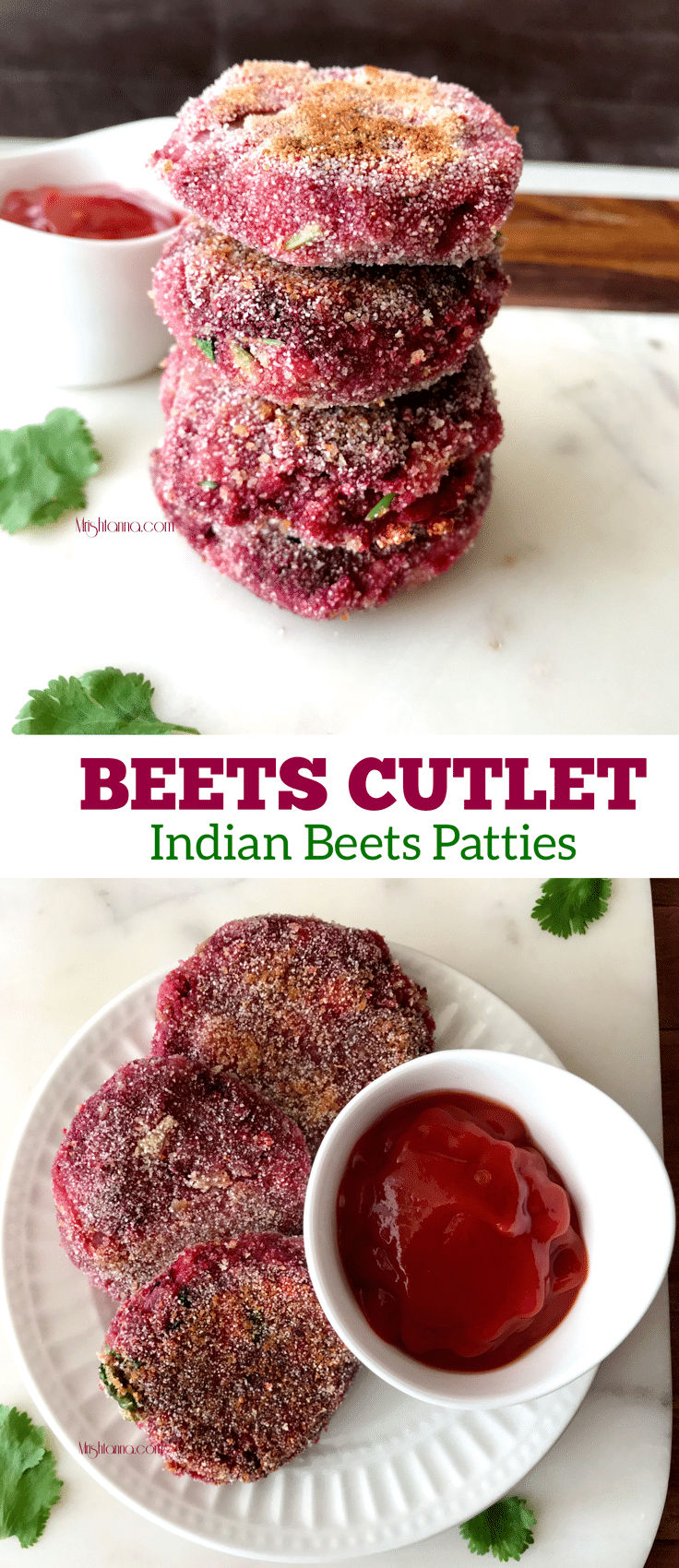 A close up of a piece of patties on a plate, with Cutlet and Beetroot