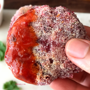 A piece of beets cutlet with sauce