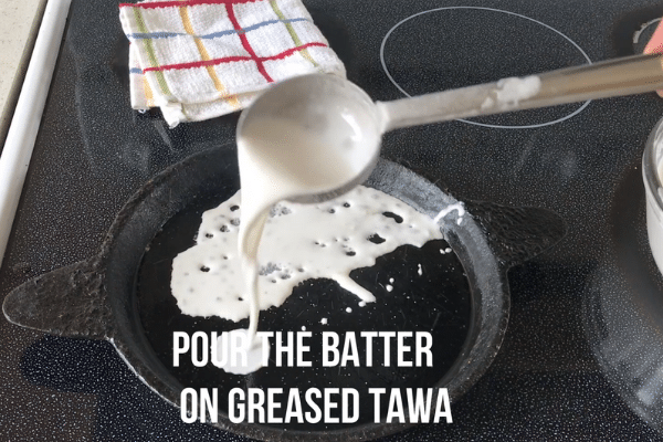 A bowl with a spoon, with Neer dosa batter