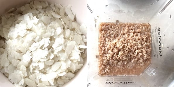 A bowl of food, aval, rice, urad dal