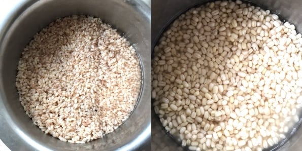 A close up of a bowl of food, with black gram