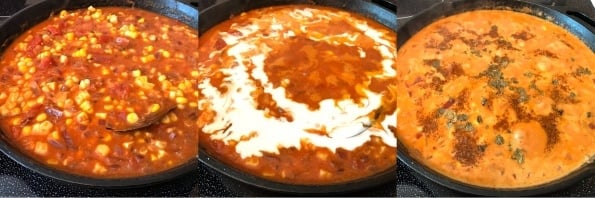 A pan filled with sweet corn curry