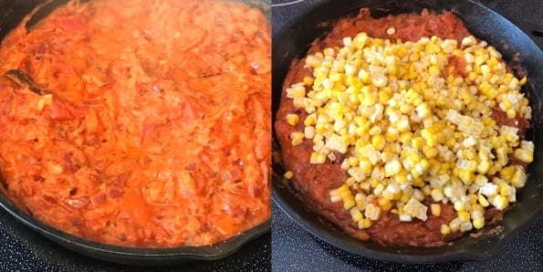 A bowl of food, with Curry and Sweet corn
