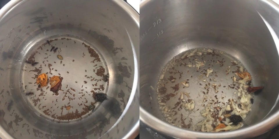 An instant pot filled with cumin seeds and oil