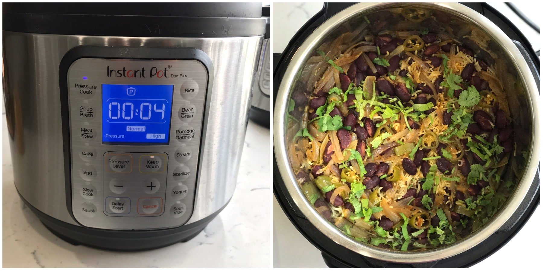 A bowl of food on a stove, with Rice and Kidney bean