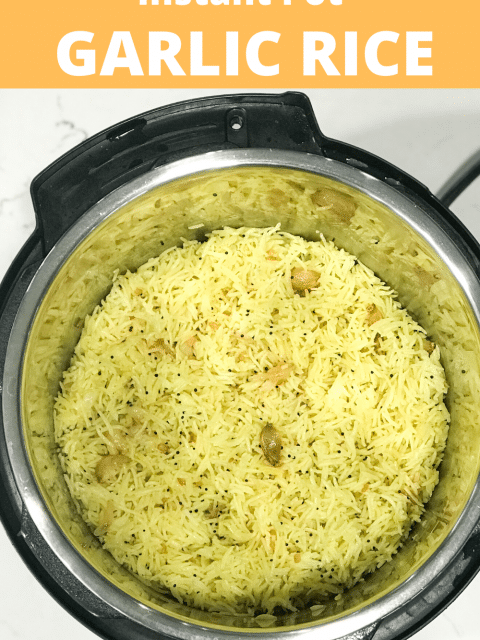 A bowl of food, with garlic rice