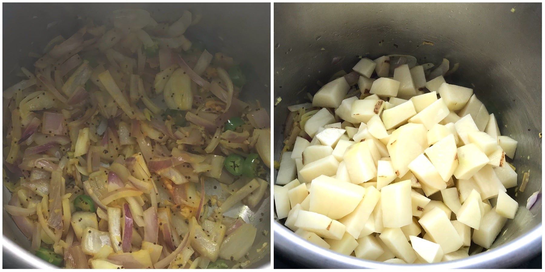 An instant pot filled with spices and potato