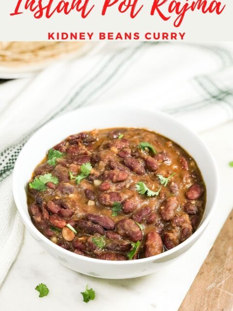 A bowl is filled with rajma and topped with cilantro