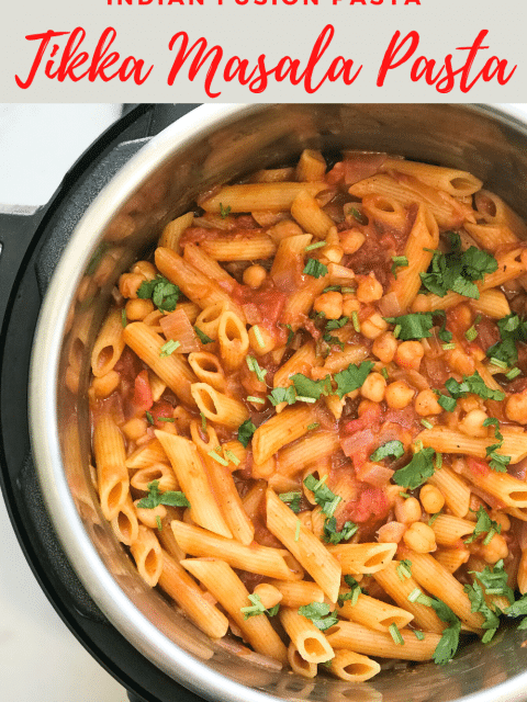 a closeup of an instant pot filled with masala pasta