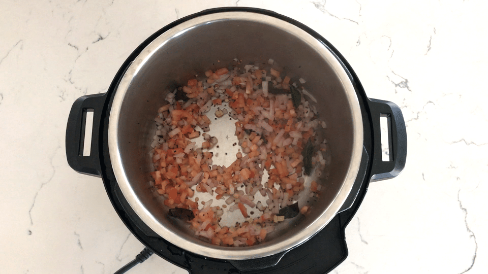 A pot with food in it