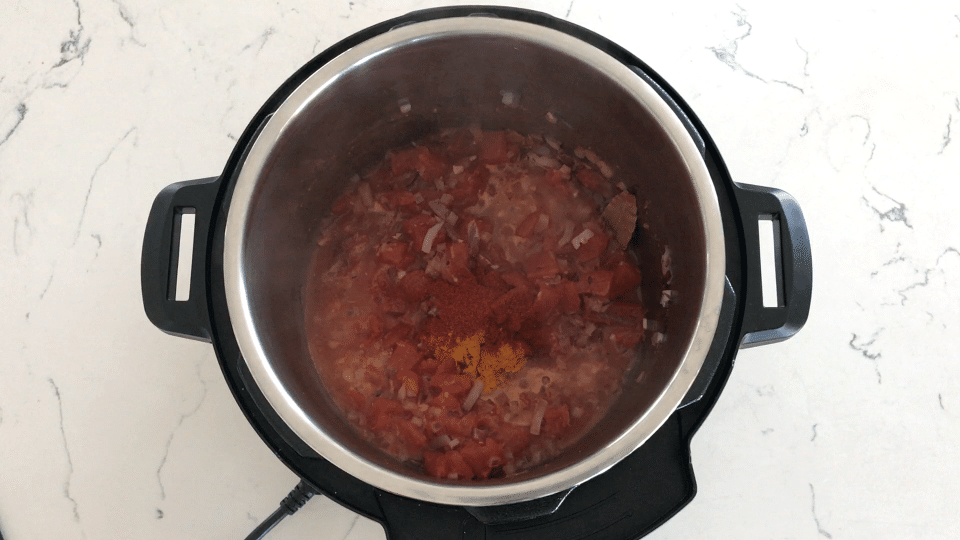 Gravy inside the pressure cooker, with Chana masala