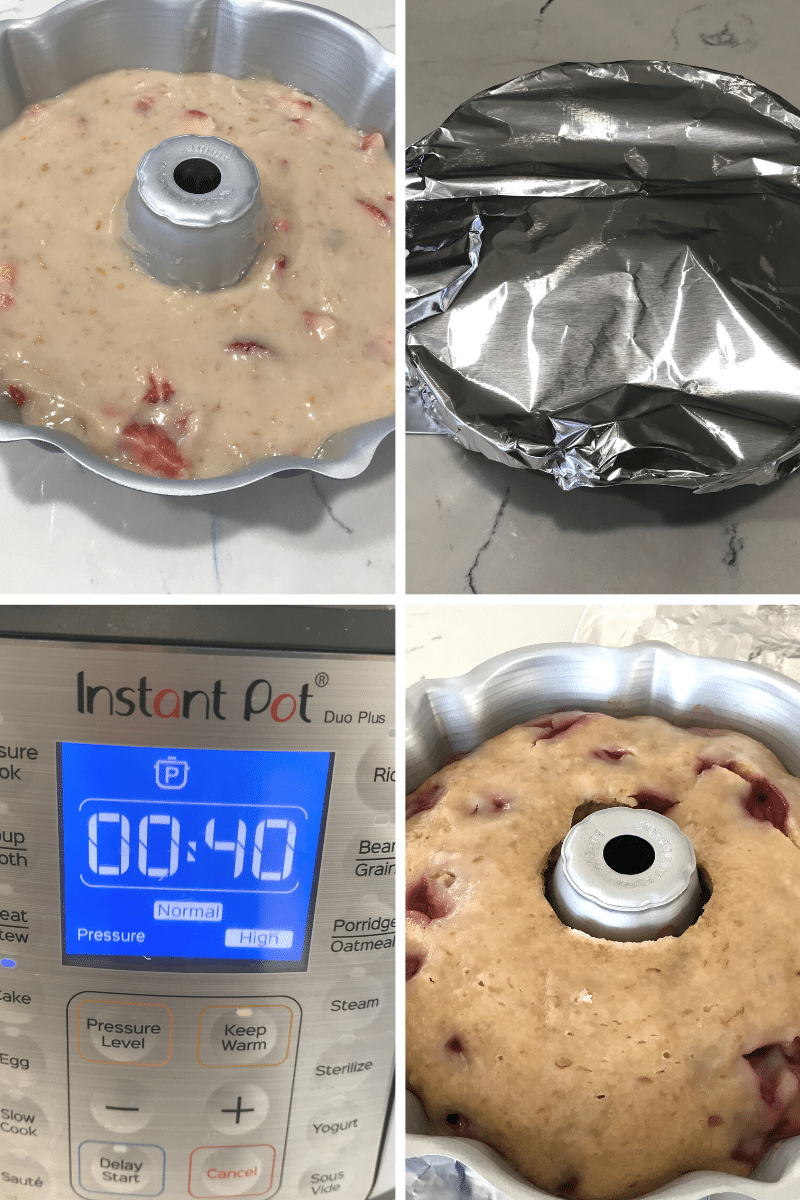 A close up of food, with Strawberry cake